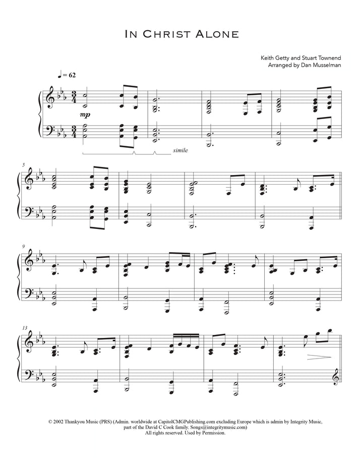 In Christ Alone – Dan Musselman for Free Printable 10000 Reasons Piano Sheet Music Easy Pdf